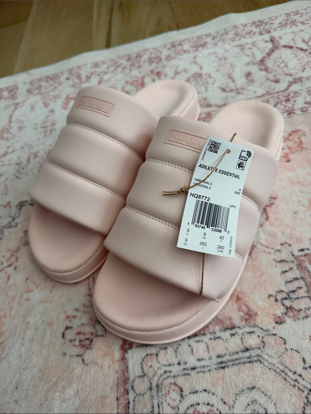 adidas Adilette Essential Cushioned Slide Sandals - Light Pink